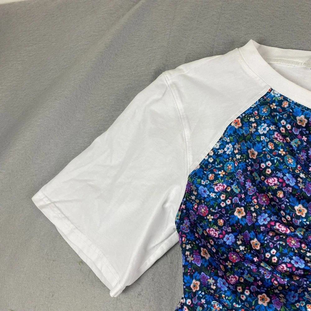 Sandro Lutetia Floral Print Mixed Media Top Open Back Tie Ruched Satin Blouse - Picture 8 of 13